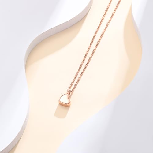 Cremation Jewelry Mini Heart Urn Necklace for Human Ashes for Women Men Memorial Ashes Keepsake Pendant Rose Gold