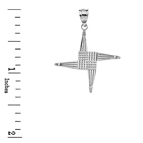 Religious Jewelry 925 Sterling Silver Saint Bridget St. Brigid Cross Pendant