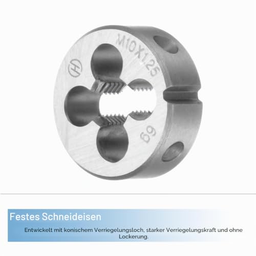 QUARKZMAN Tap and Die Set M10 x 1.25 Set of 2 Machine Taps / 1 x Die Set | For thread and thread cutting, for repairing nuts, taps, round die