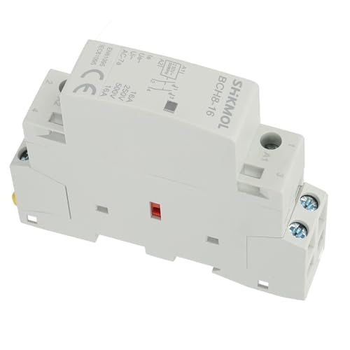 Household AC Contactor, Relay 230 V 2P 16 A AC Contactor on DIN Rail 2NO 50/60 Hz AC Contactor for Home Use Normally Open 220 V 2-Pin