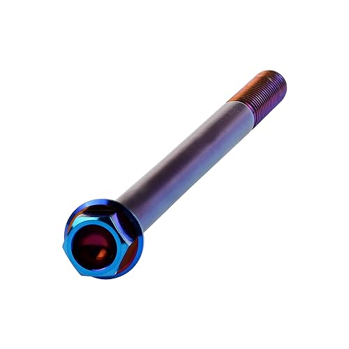 Wanyifa blue titanium Ti flange M6 hex bolt screw, M6x100mm, shown against a plain background