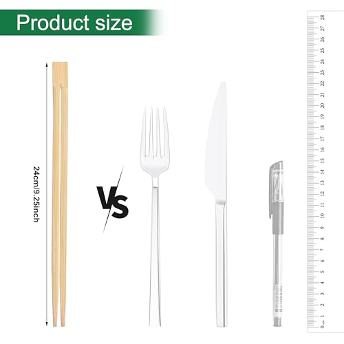 Disposable Bamboo Wood Chopsticks – 9.25" Break-Apart Square Chopsticks Individually Wrapped, Flat Wooden Chop Sticks for Takeout, Restaurants & Catering (100paris) 100paris