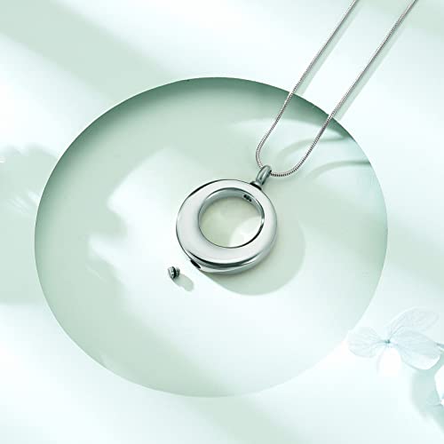 Circle of Life Eternity Urn Necklace for Ashes for Women Men Stainless Steel Cremation Jewelry Memorial Pendant for Ash Holder Silver