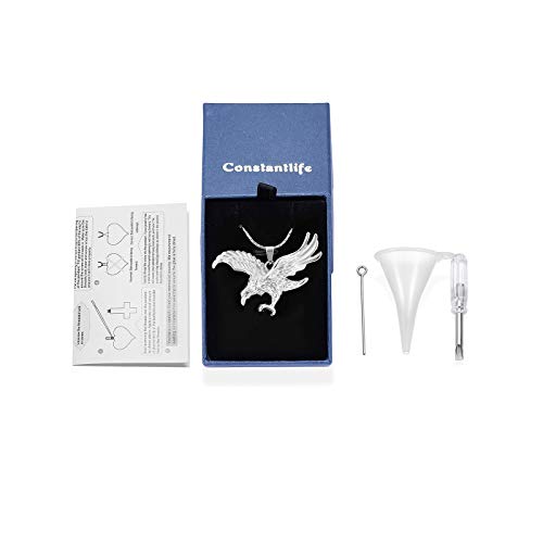 constantlife Cremation Jewelry for Ashes Stainless Steel Eagle Memorial Urn Necklace Keepsake Pendant for Human Pets Silver