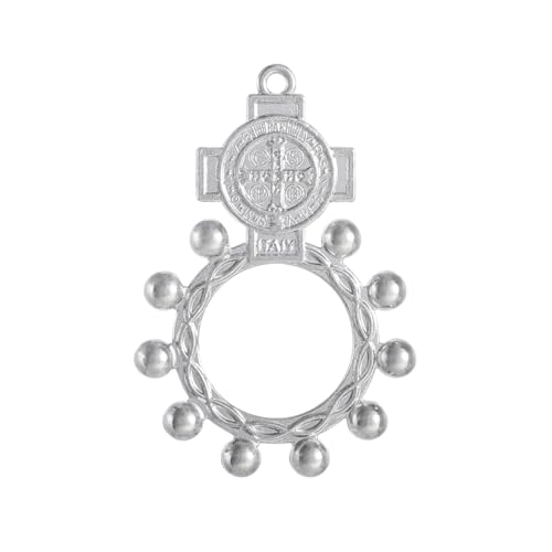 KOMI 24pc Finger Rosary Rings, Catholic Prayer Ring for Men Women, Baptism Confirmation Favors silver
