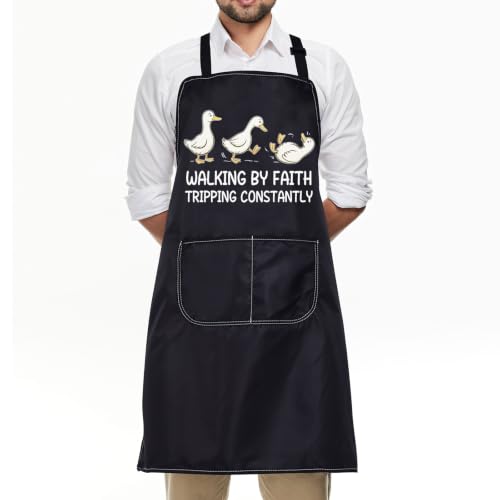 BNQL Christian Apron Religious Gifts Walking By Faith Gifts Tripping Constantly Silly Goose Gift Faith Gift Christian Goose Apron