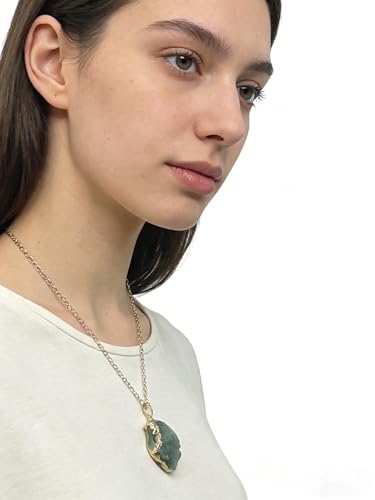 Prasiolite Natural Stone Pendant Irregular Geode Healing Crystal Necklace Stone Reiki Spiritual Quartz Gemstone Jewelry Gift for Woman