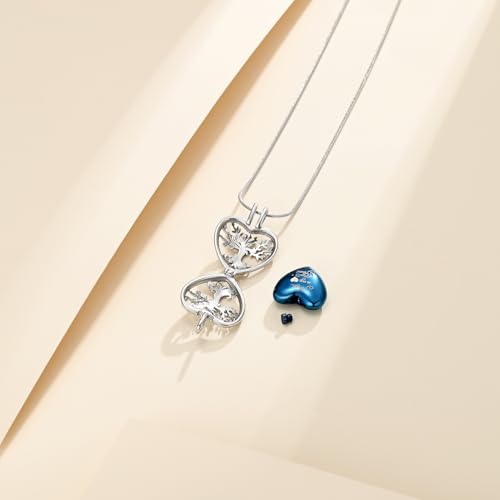 Cremation Jewelry Tree of Life Heart Urn Necklace for Human Ashes for Women Men Always in My Heart Memorial Ashes Keepsake Pendant Blue