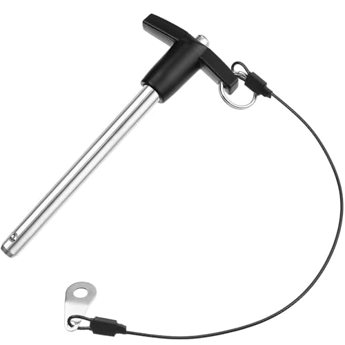 ZOWZEA 2-pack 3/8-inch stainless steel T-handle quick-release ball-locking pins with lanyard cable