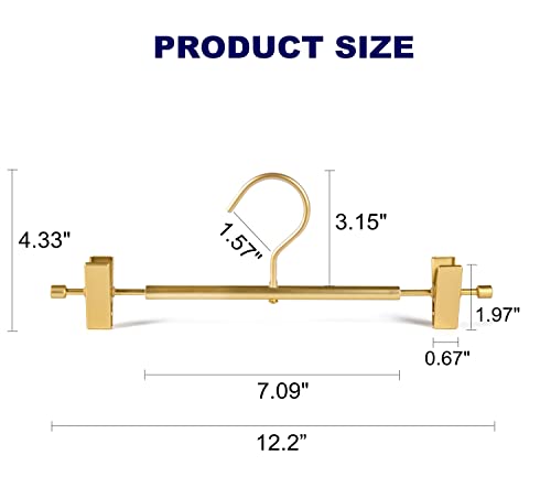 Amber Home 10 Pack Matte Gold Aluminum Pants Hangers, Metal Skirt Hangers