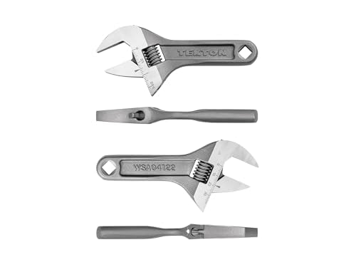 TEKTON 6-inch adjustable wrench with chrome finish and measurement markings