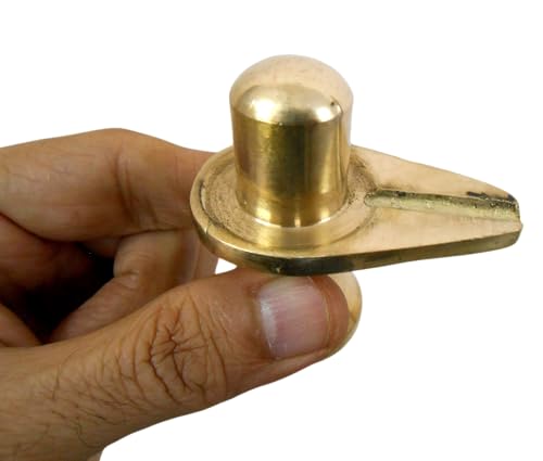 CraftsofIndia® Brass Shivling for Puja - Hindu Shiv Lingam Idol for Home Temple, Meditation, and Spiritual Décor - Size : 5.75 Cms Medium Size - 5.75 Cms