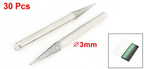 [Australia - AusPower] - 15mm x 1mm Cone Head Diamond Burr Mounted Point Buffing Bits 30 Pcs 
