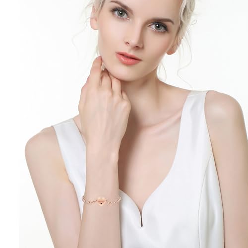 Hearbeingt Heart Cremation Urn Bracelet for Ashes Memorial Jewelry Women A-Rose Gold