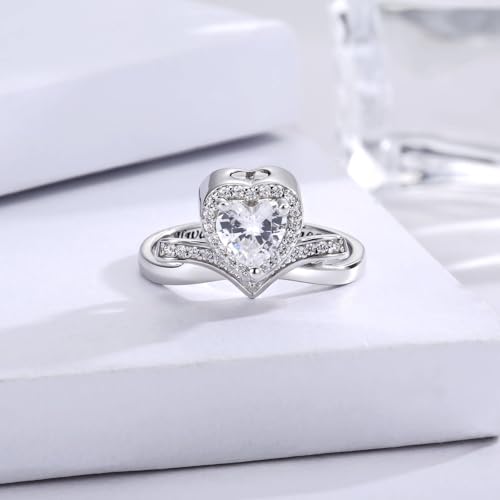 Sterling Silver Urn Rings for Ashes Women Cremation Jewelry Memorial Gifts Heart 9