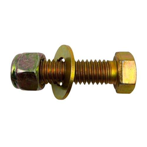 7/16"-14 x 1-1/2" Grade 8 Bolts (10-Pack) – Heavy-Duty Hex Bolts Includes Flat Washers & Nylon Lock Nuts – High-Strength SAE J429 Anti-Vibration 1.5" Coarse Thread Bolts 10 Bolts, Washers, Nuts