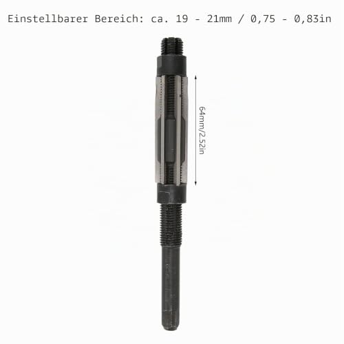 Adjustable Hand Reamer 19-21mm Adjustment Range 6 Flute 64mm Length Precision Tool