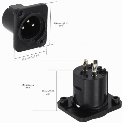 Greluma 6 Pcs XLR Male 3 Pin Panel Jack XLR Male for Microphone Nickel Plated Copper Contacts XLR plug 1-6