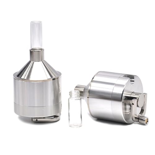 TopHomer Manual Powder Grinder with Glass Bottle, Silver