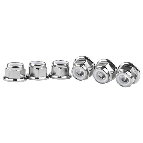 Wanyifa titanium M12 flange nylon lock nuts, 1.25mm pitch, six-piece pack