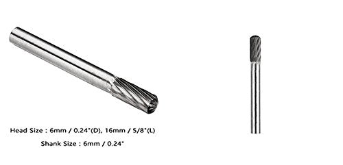 [Australia - AusPower] - sourcingmap 6mm Head 6mm Shank Tungsten Carbide Cylinder Rotary File Grinding Bit Tool 