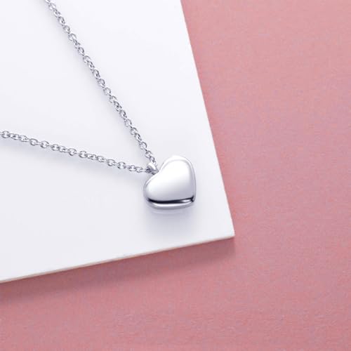 3 Pack Tiny Heart Urn Necklaces for Ashes for Women Men Cremation Jewelry Small Heart Urn for Human Ashes Holder Memorial Keepsake Pendant 3pcs-Silvery
