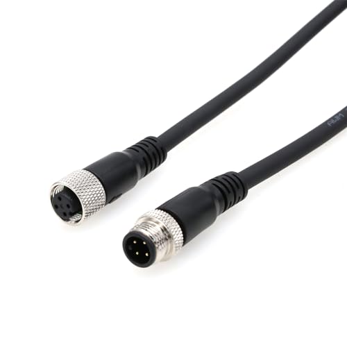 HangTon Sensor Reader Encoder Actuator M12 A Coded 4 pin Male Female Extension Cable for Industrial Automation, Device Network DeviceNet, CANopen, IO Link, Profibus 4m 4 pin female to male