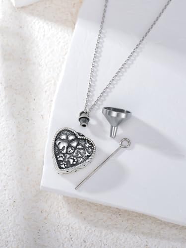 Cremation Necklace for Ashes 925 Sterling Silver Pet Paw/Butterfly Memorial Cremation Keepsake Pendant Jewelry Women Keepsake Bereavement Gift C1-Pet