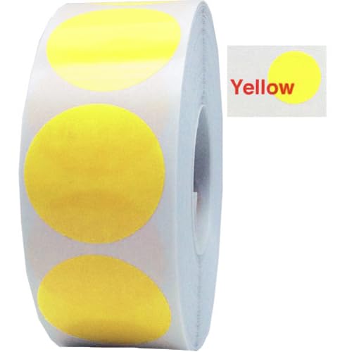 Yellow 3/4" Inch Transparent Color Coding Labels, 500 Total Adhesive Stickers On A Roll, Ideal for Planners, Journals, Mailing Seals and Crafting Ideas Yellow