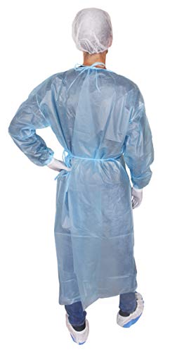 Medi-Inn PP Protective Gown with Jersey Cuffs, Non-Sterile Protective Gown with PE Full Coating, 139 x 139 cm, Blue (Pack of 10) 10 pieces