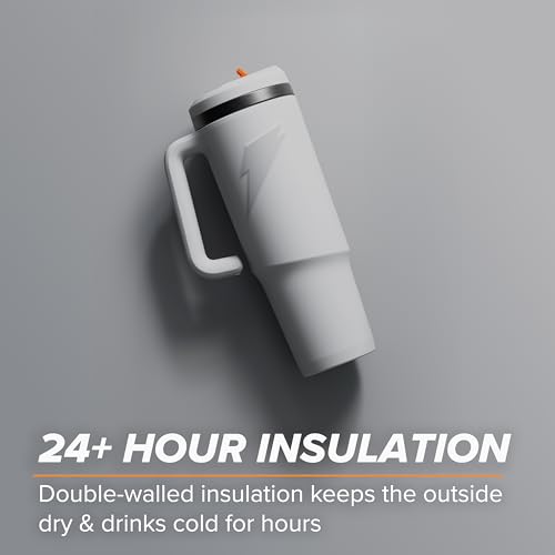 Gatorade Crossover Stainless Steel Tumbler Water Bottle, White, Double-Wall Insulation, 36 fl oz 36 Ounces
