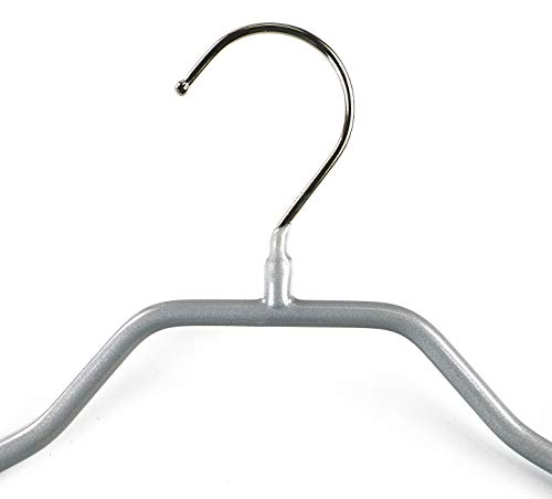 Mawa by Reston Lloyd BodyForm Series Non-Slip Space-Saving Clothes Hanger For Jackets, Suits & Coats, 16-1/2", Style 42/L, Set of 5, Silver