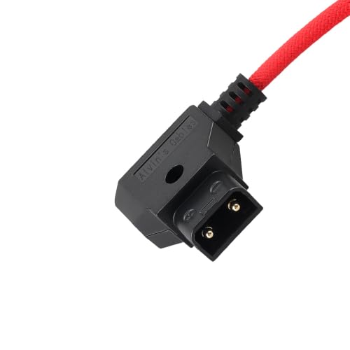 Alvin's Cables D-Tap to BMPCC 6K 4K Coiled Power Cable, Straight Weipu 2-Pin Female to D-Tap Male, Braided Ultra Flexible Coiled Cable for Blackmagic Pocket Cinema Camera 4K/6K/6K Pro, V-Mount, Red Coiled Braided Red