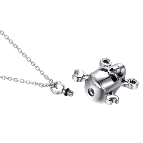 Wrench Urn Necklace for Ashes Skull Stainless Steel Cremation Jewelry Keepsake Gift Skull tool