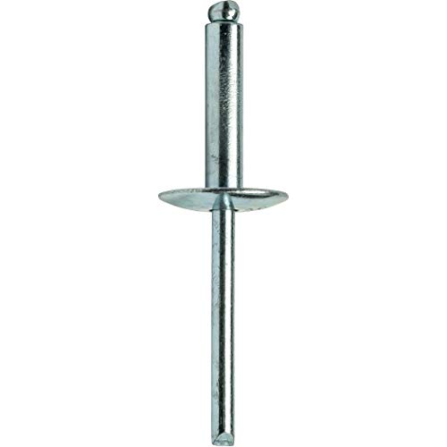 Fastenere Large Flange Pop Rivets - 3/16" x 1/2" (50 pcs) Heavy Duty, Open End, Steel Zinc, Corrosion-Resistant, High Tensile & Shear Strength, 6-8 Gap .376" - .500"