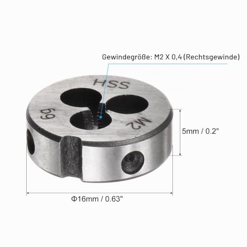 QUARKZMAN Round Die Metric M2 x 0.4 Thread (Right) High Speed Steel (HSS) Die Repair Tool M2 x 0,4