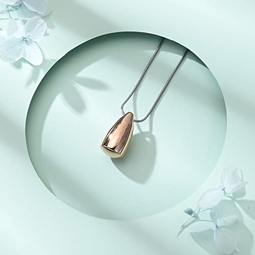 Urn Necklace for Ashes for Human Water Drop Cremation Necklace Jewelry for Ashes Memorial Keepsake for Women Man Rose gold
