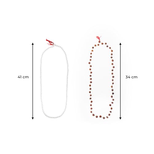Set of 2 Crystal Rudraksh Mala 108 Beads Meditation & Japa Mala for Prayer Pooja and Gifting (Crystal Mala Set of 2) Crystal Mala Set of 2