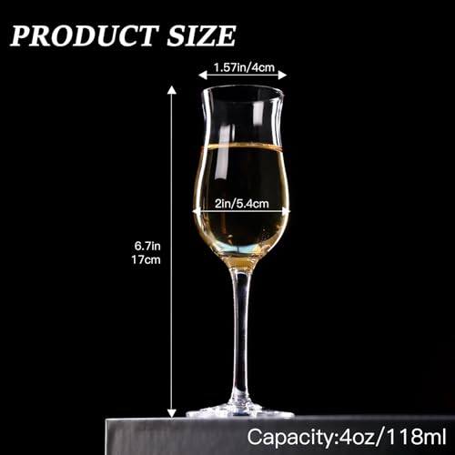 Cognac, Brandy, Whiskey,Tequila and Dessert Wine Snifter Glasses - Set of 4 - Professional 4oz Small Crystal Snifters Gift Sniffers for Sipping Neat Liquor - Liquor and Spirits Sippers Stemmed Tulip