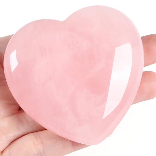 MAIBAOTA Rose Quartz Heart and Heart Charm Bracelet