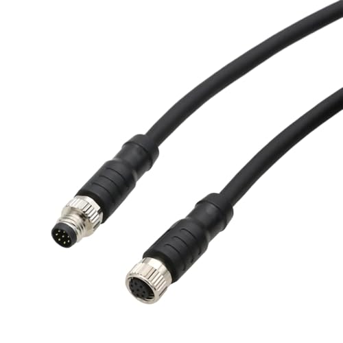M8 8 pin Female Male Cable for Cognex Lucid Baumer CX Machine Vision Industrial Camera Sensor Automation Control I/O, A Coding, Shielded, 12-24V, 2m M8 8 pin female to male