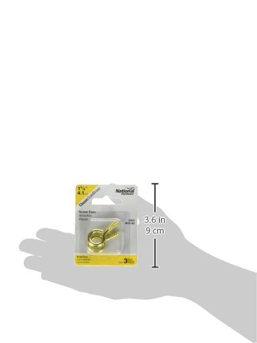 [Australia - AusPower] - National Hardware N119-362 V2015 Screw Eyes - Solid Brass in Solid Brass, 3 pack,#8, 1-5/8" #8, 1-5/8" 