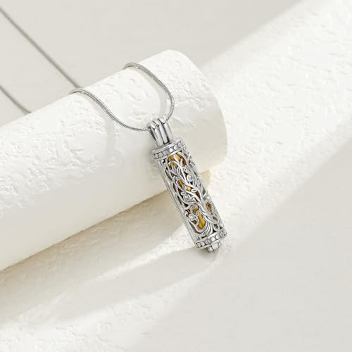 Cylinder and Heart Urn Necklace for Ashes for Women Men Memorial Lockets for Ashes Holder