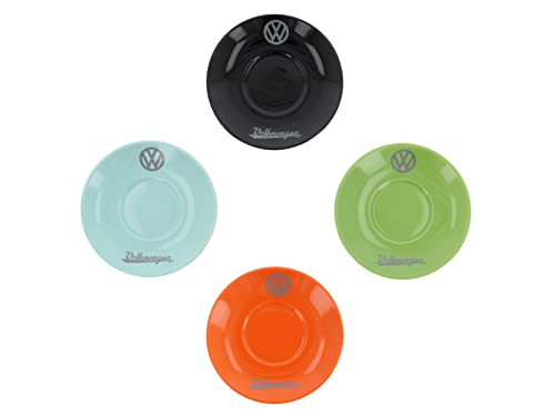 BRISA VW Collection - Volkswagen Espresso Cups Coffee-Tea-Cappuccino Set in T1 Bus Campervan Design (Bus Front/100ml/3.4 fl oz) (Set of 4 (red/black, petrol/brown, orange, green)) Set of 4 (red/black, petrol/brown, orange, green)