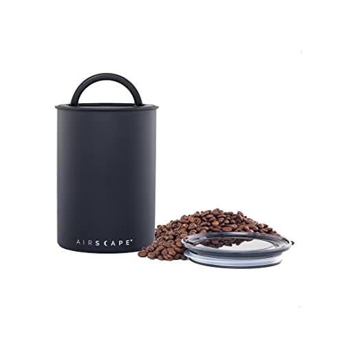 AirScape stainless steel coffee canister with airtight lid, designed for fresh coffee storage and food preservation.