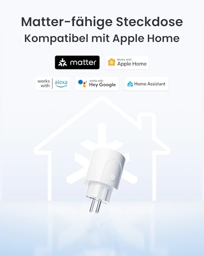 SwitchBot Plug Mini Matter Compatible with Power Monitoring, Pack of 4, WiFi Socket, Compatible with Alexa, Google Home, Apple Home and Home Assistant (via Matter), Voice & App Control, 16A Type-F small 4 Pack