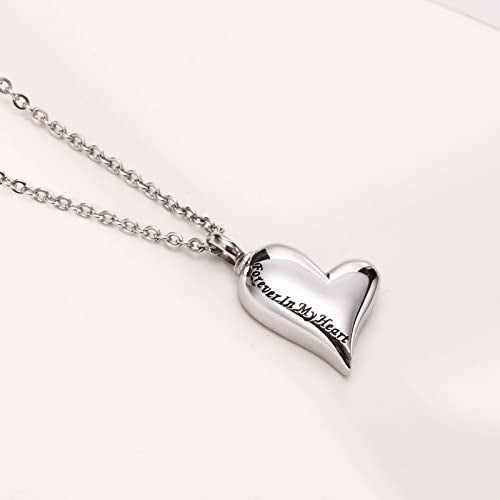 VNOX Heart Urn Necklace for Ashes - Memorial Cremation Jewelry for Ashes,Forever in My Heart Urn Locket for Ashes Stainless Steel Urns Pendant Keepsake Jewelry A.Pack of 3-Plain