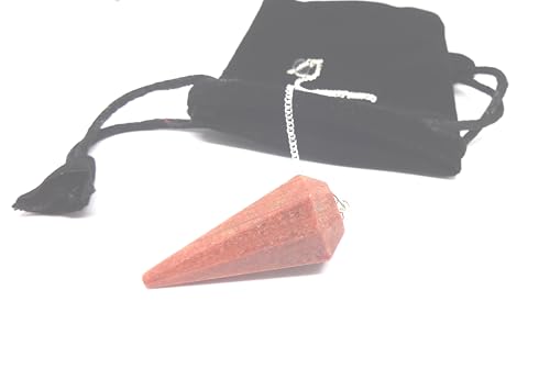 L PEDRA & CRYSTAL Peach Aventurine Pendulum for Dowsing & Meditation | Natural Gemstone Crystal Pendulum with Chain | Faceted Point Spiritual Tool for Divination, Chakra Practices & Crystal Collection