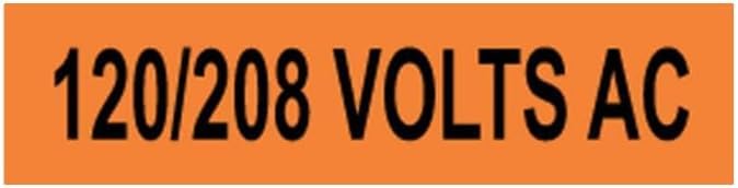 ComplianceSigns.com 120/208 Volts AC Safety Label Decal, 4x1 inch 10-Pack Vinyl for Electrical Pipe Markers, Made in USA
