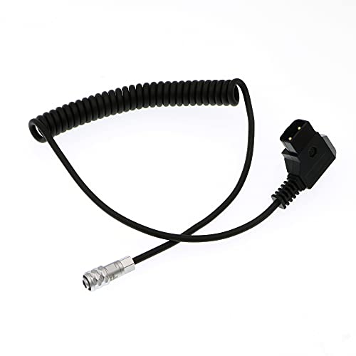 Uonecn Power Cable for Blackmagic Pocket Cinema Camera 4K and Gold Mount V Mount Battery Coiled Cable BMPCC 4K Weipu 2 pin Female to P Tap